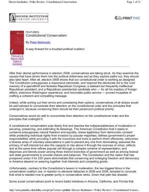 Hoover Institution - Policy Review - Constitutional Conservatism Page 1 of 15