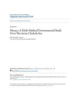 Mesacs: a Multi-Method Environmental Study Over the Arctic Chukchi Sea Julio Eduardo Ceniceros University of Texas at El Paso, Jeceniceros@Hotmail.Com