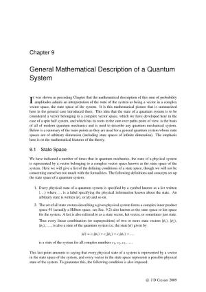 General Mathematical Description of a Quantum System