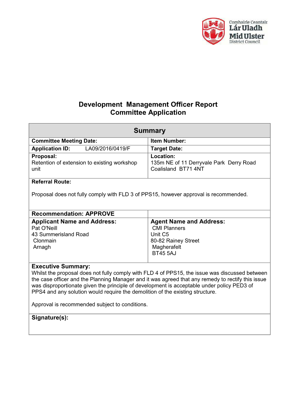 Development Management Officer Report Committee Application