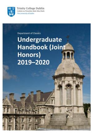 Undergraduate Handbook (Joint Honors) 2019–2020