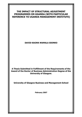 With Particular Reference to Uganda Management Institute)