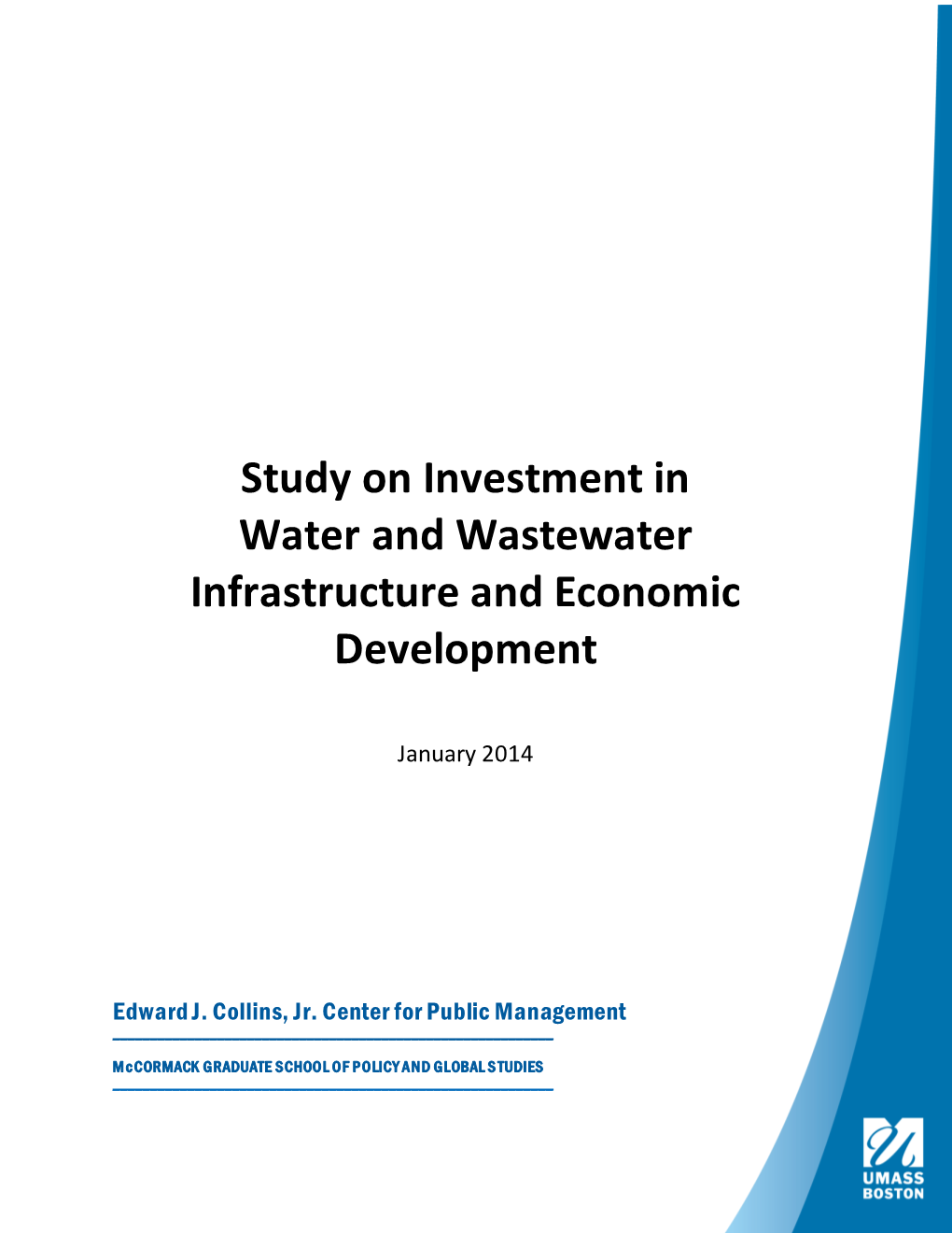Study on Investment in Water and Wastewater Infrastructure and Economic Development