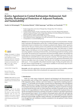 Kaleka Agroforest in Central Kalimantan (Indonesia): Soil Quality, Hydrological Protection of Adjacent Peatlands, and Sustainability