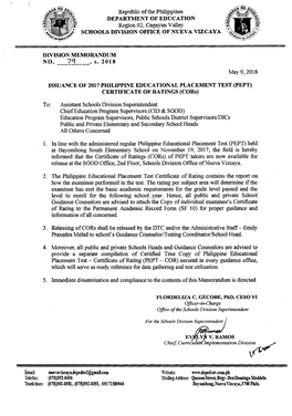 Division Memorandum No. ___ I