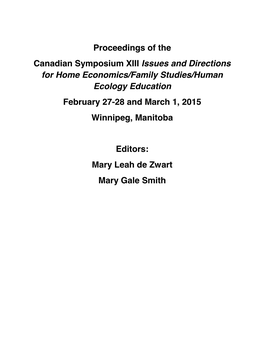 Proceedings of the Canadian Symposium XIII Issues And