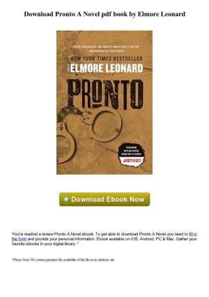 Download Pronto a Novel Pdf Book by Elmore Leonard
