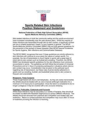 Sports Related Skin Infections Position Statement and Guidelines