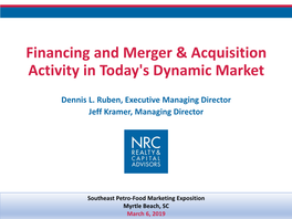 Financing and Merger & Acquisition Activity in Today's Dynamic Market