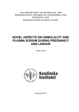 Novel Aspects on Osmolality and Plasma Sodium During Pregnancy and Labour