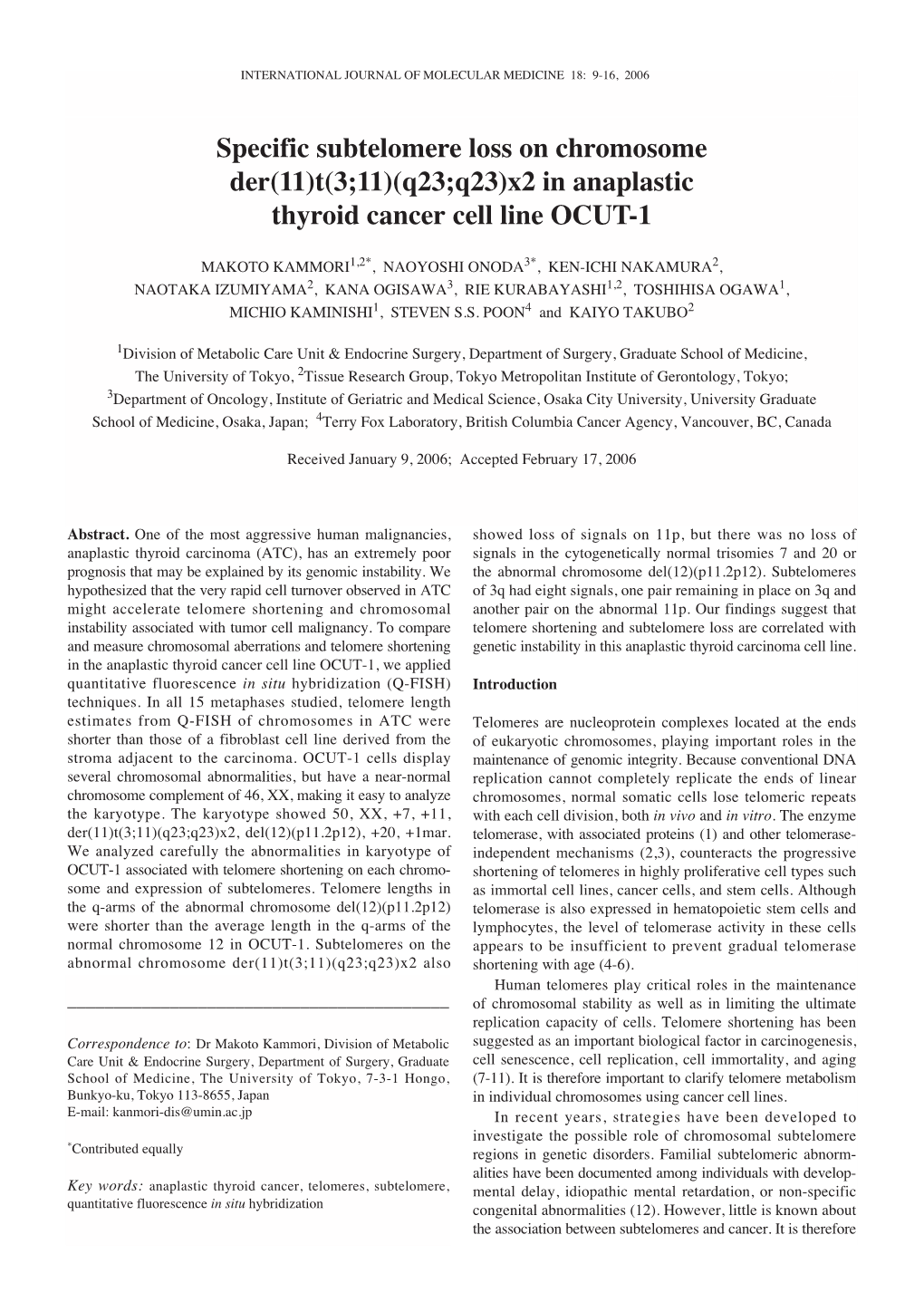 X2 in Anaplastic Thyroid Cancer Cell Line OCUT-1