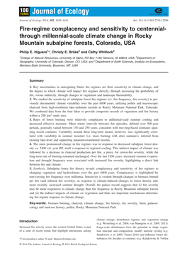 Scale Climate Change in Rocky Mountain Subalpine Forests, Colorado, USA