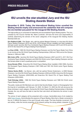 ISU Unveils the Star-Studded Jury and the ISU Skating Awards Statue