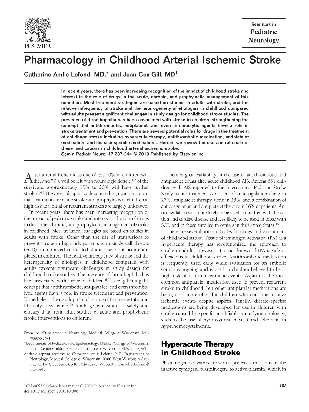 Pharmacology In Childhood Arterial Ischemic Stroke Catherine Amlie ...