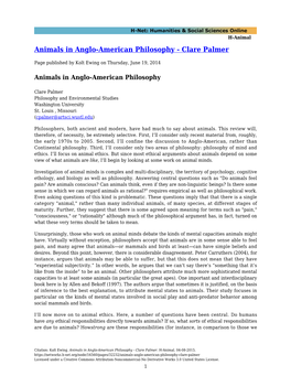 Animals in Anglo-American Philosophy - Clare Palmer