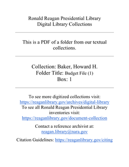 Baker, Howard H. Folder Title: Budget File (1) Box: 1