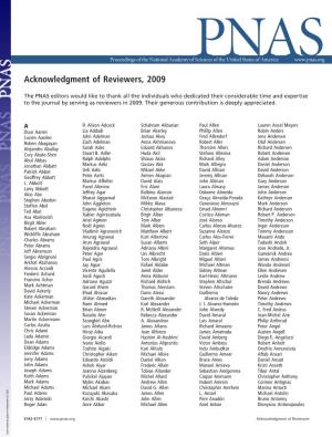 Acknowledgment of Reviewers, 2009