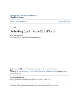 Rethinking Equality in the Global Society Clark D