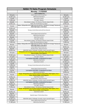 NASA TV Schedule for Web (Week of 11-16-2020).Xlsx