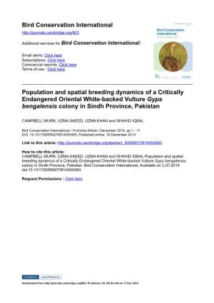 Bird Conservation International Population and Spatial Breeding