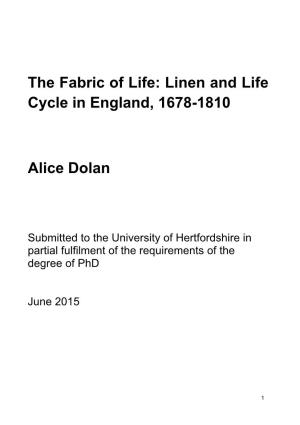 The Fabric of Life: Linen and Life Cycle in England, 1678-1810 Alice