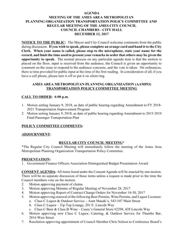 Agenda Meeting of the Ames Area Metropolitan Planning