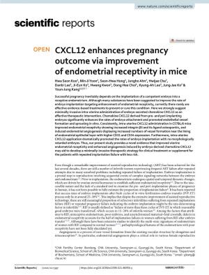 CXCL12 Enhances Pregnancy Outcome Via Improvement Of
