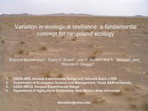 Variation in Ecological Resilience: a Fundamental Concept for Rangeland Ecology