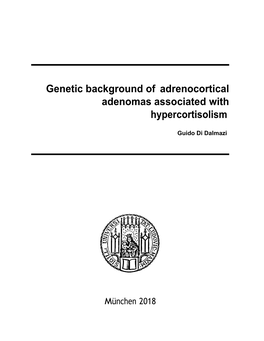 Genetic Background of Adrenocortical Adenomas Associated with Hypercortisolism