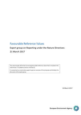 Favourable Reference Values Expert Group on Reporting Under the Nature Directives 21 March 2017