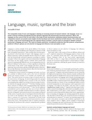 Language, Music, Syntax and the Brain