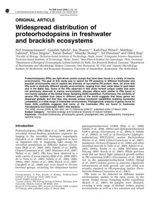 Widespread Distribution of Proteorhodopsins in Freshwater and Brackish Ecosystems