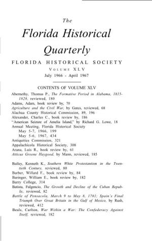 Florida Historical Quarterly FLORIDA HISTORICAL SOCIETY