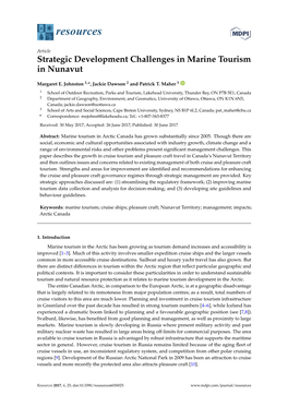 Strategic Development Challenges in Marine Tourism in Nunavut