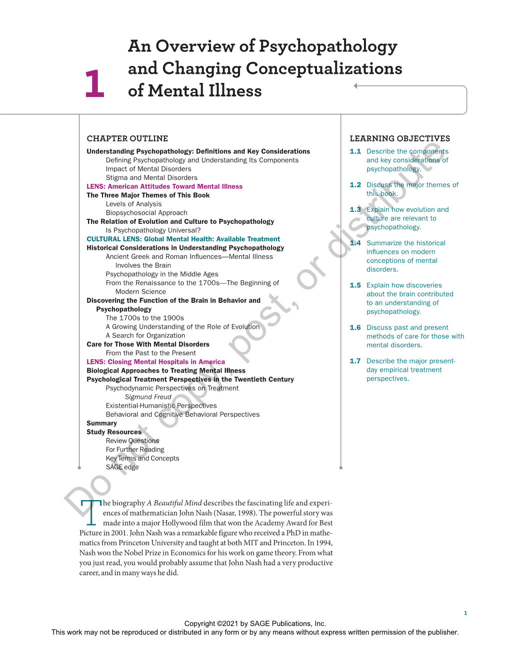 An Overview of Psychopathology and Changing Conceptualizations of Mental Illness 3