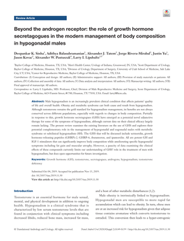 The Role of Growth Hormone Secretagogues in the Modern Management of Body Composition in Hypogonadal Males