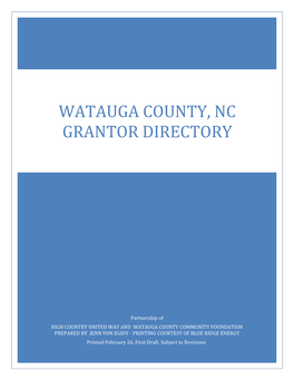 Watauga County, NC Grantor Directory