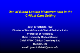 Lactate and Sepsis