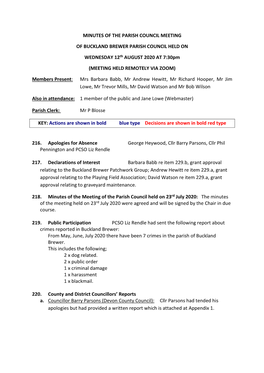 Minutes of the Parish Council Meeting