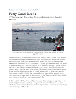 Ferry Good Deeds NY Waterway's Record of Rescues Underscores Riverine Revival
