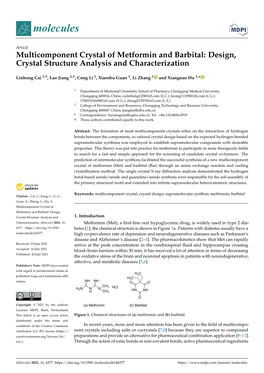 Multicomponent Crystal of Metformin and Barbital: Design, Crystal Structure Analysis and Characterization