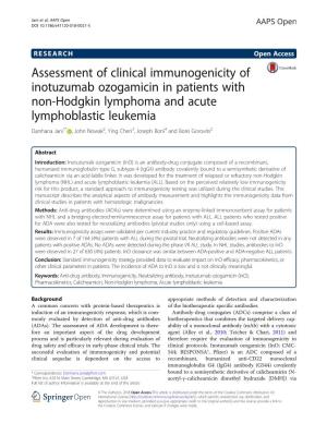 Assessment of Clinical Immunogenicity of Inotuzumab Ozogamicin In