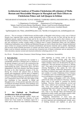 Architectural Analyses of Wooden Chehelsotun