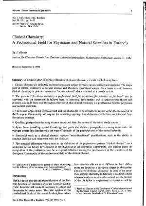 Clinical Chemistry: a Professional Field for Physicians and Natural Scientists in Europe1)