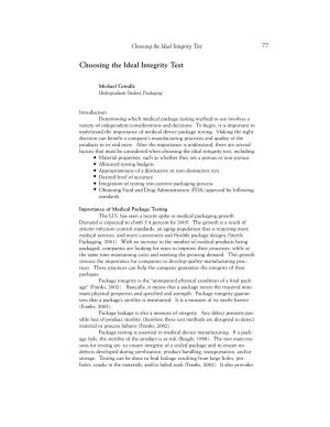 Choosing the Ideal Integrity Test 77