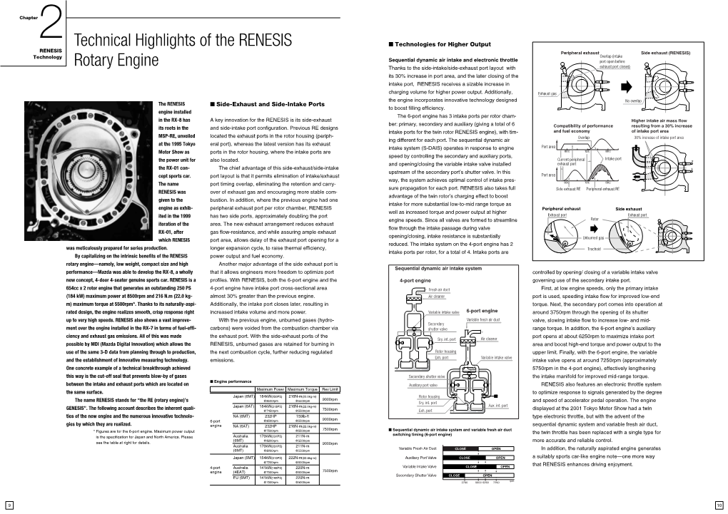 Technical Highlights of the RENESIS Rotary Engine