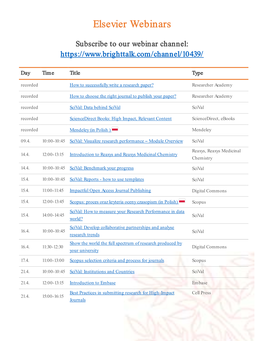 Elsevier Webinars