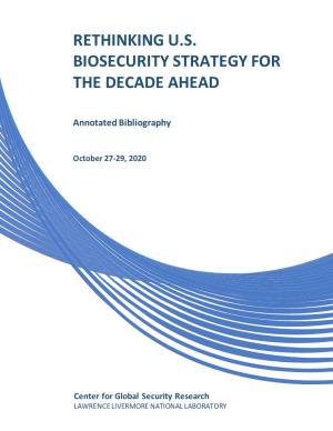 Rethinking U.S. Biosecurity Strategy for the Decade Ahead