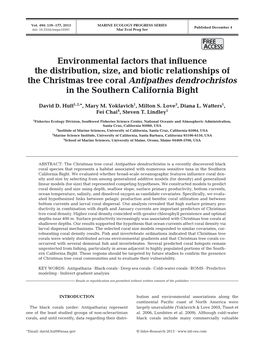 Environmental Factors That Influence the Distribution, Size, and Biotic