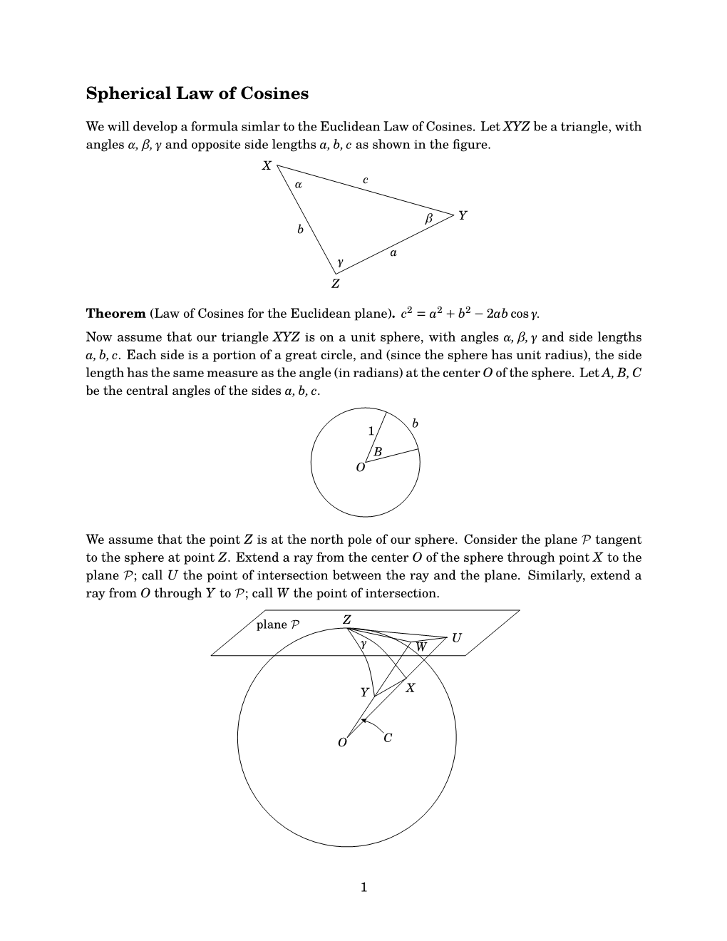 Spherical Law of Cosines